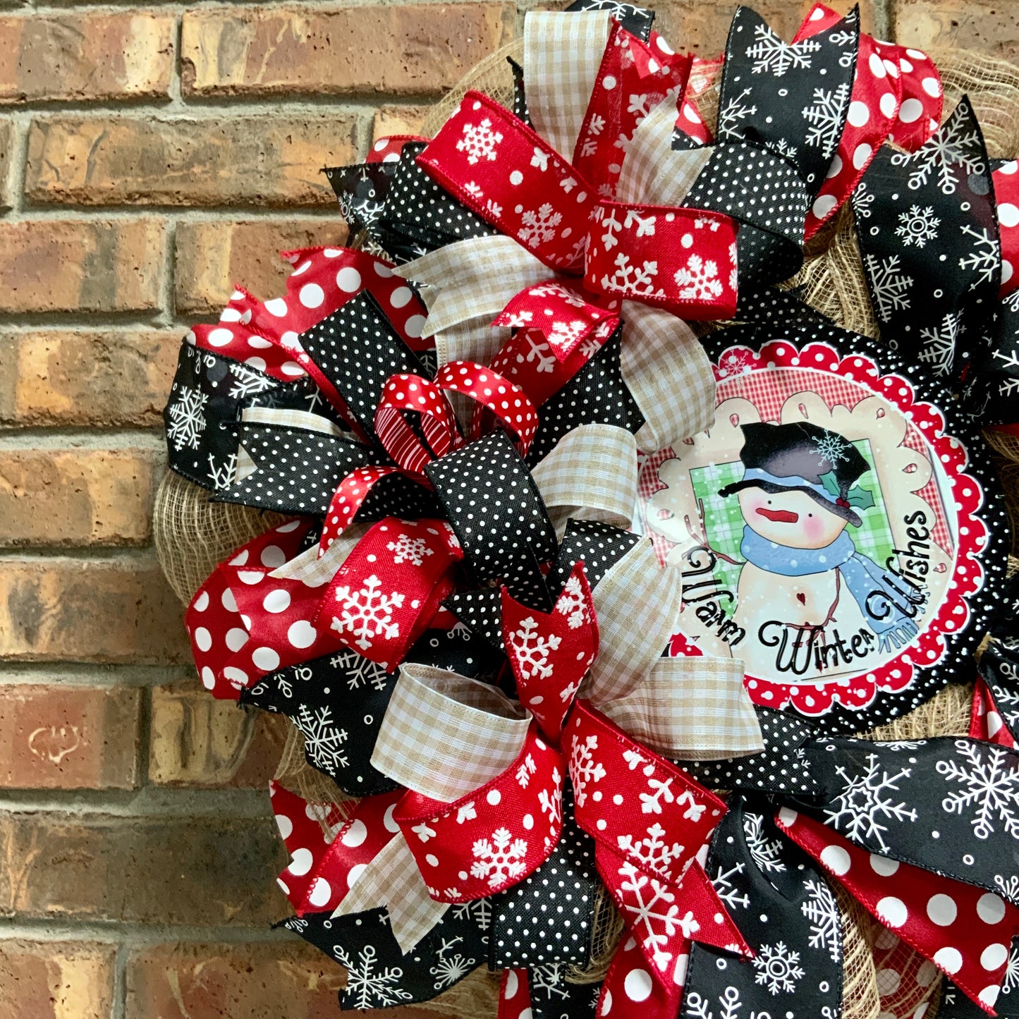 Snowman Wreath, Snowman Pancake Wreath, Winter Wreath, Winter Pancake Wreath, Winter Not Christmas Wreath, Warm Winter Wishes Wreath