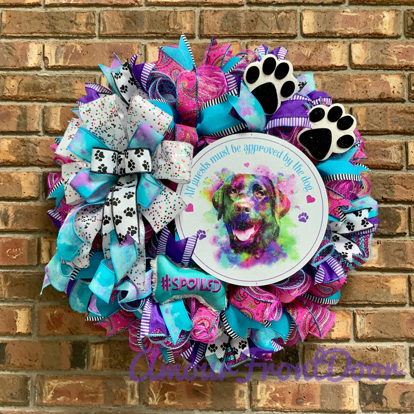 Golden Retriever Wreath, Dog Wreath, Golden Retriever Decor, Dog Decor, Dog Paw Print Wreath, Large Dog Wreath, Spoiled Dog Decor, Dogs Are My Favorite People