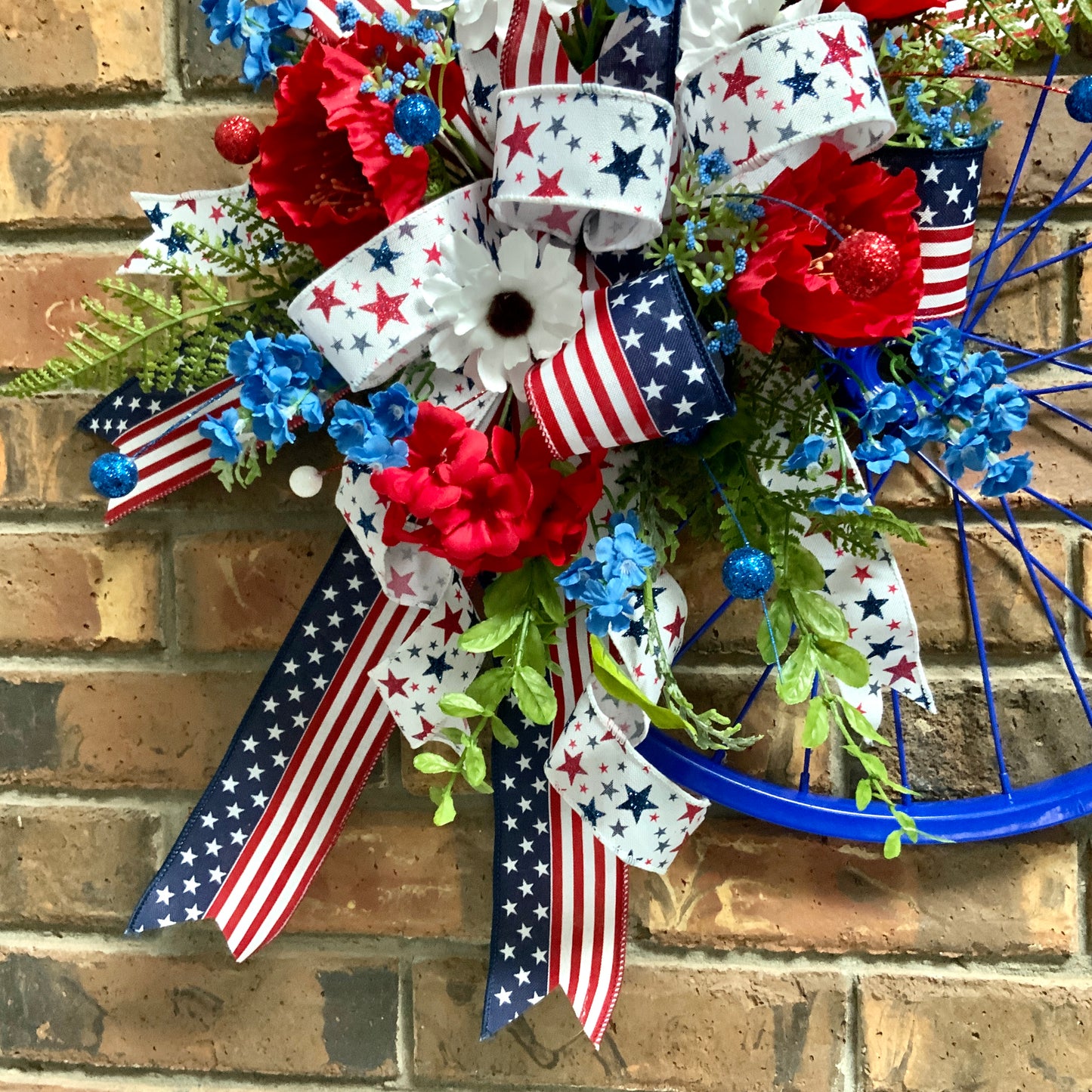 Patriotic Bicycle Door Hanger, Summer Bicycle Wreath, Patriotic Bicycle Wreath, American Summer Wreath, American Flag Wreath, Memorial Day Wreath, Fourth Of July Wreath, Labor Day Wreath