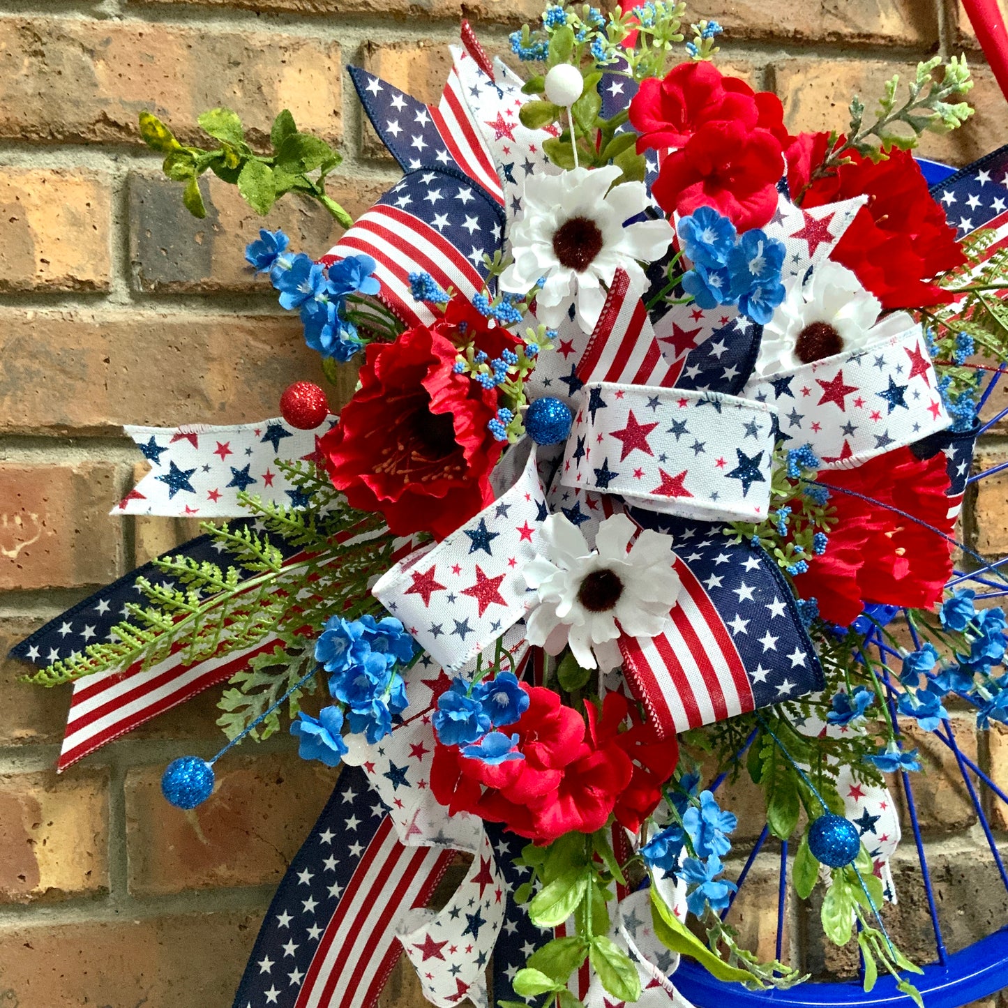 Patriotic Bicycle Door Hanger, Summer Bicycle Wreath, Patriotic Bicycle Wreath, American Summer Wreath, American Flag Wreath, Memorial Day Wreath, Fourth Of July Wreath, Labor Day Wreath