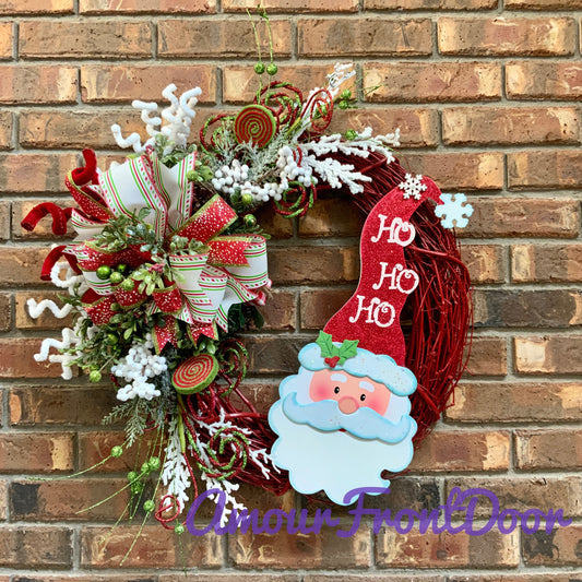 Santa Claus Wreath, Christmas Santa Wreath, Christmas Santa Claus Wreath, Christmas Grapevine Wreath