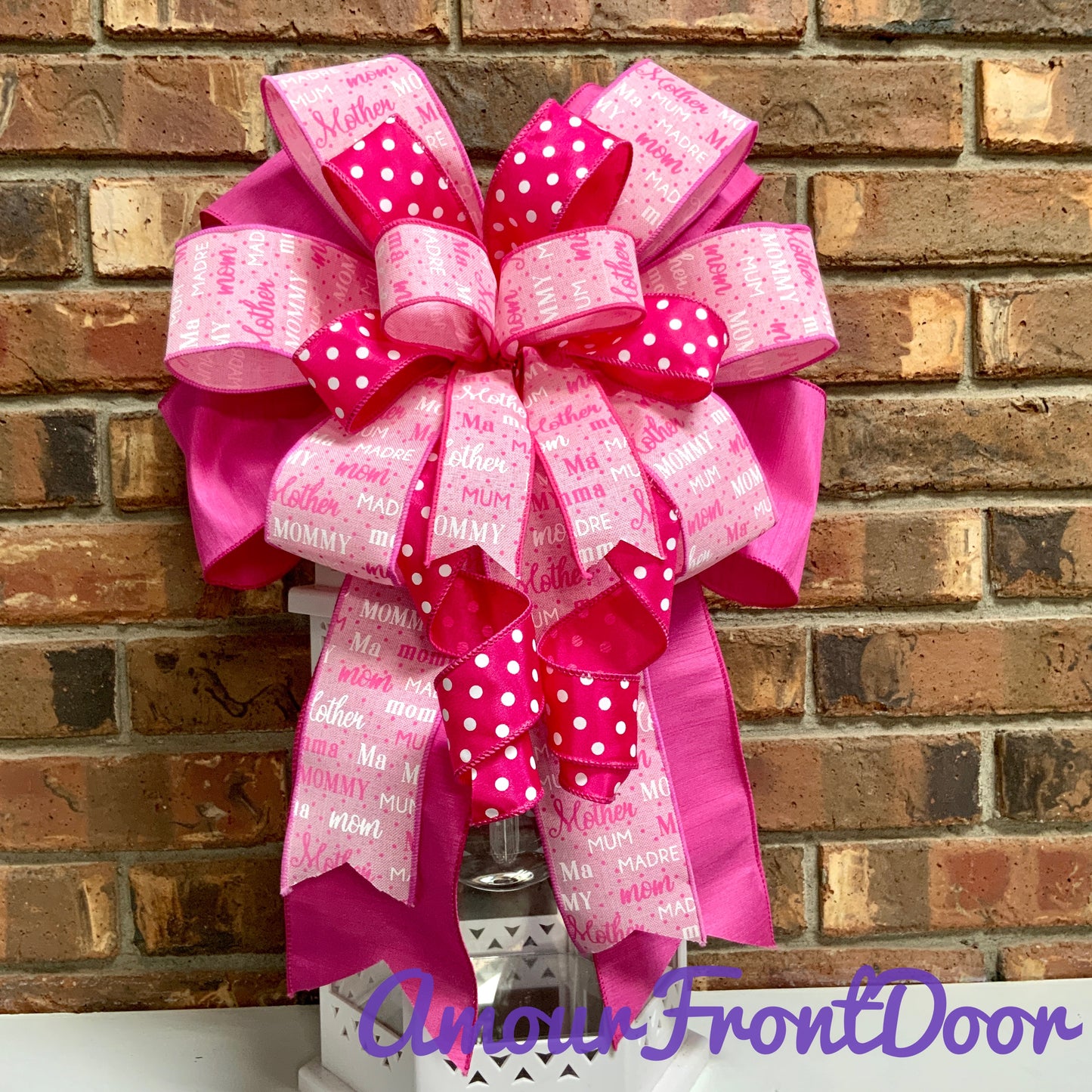 Mother's Day Bow, Mother's Day Decor, Mom Lantern Bow, Mom Mailbox Decor, Mother Birthday Decor, Bow For Wreaths, Sconce Bow