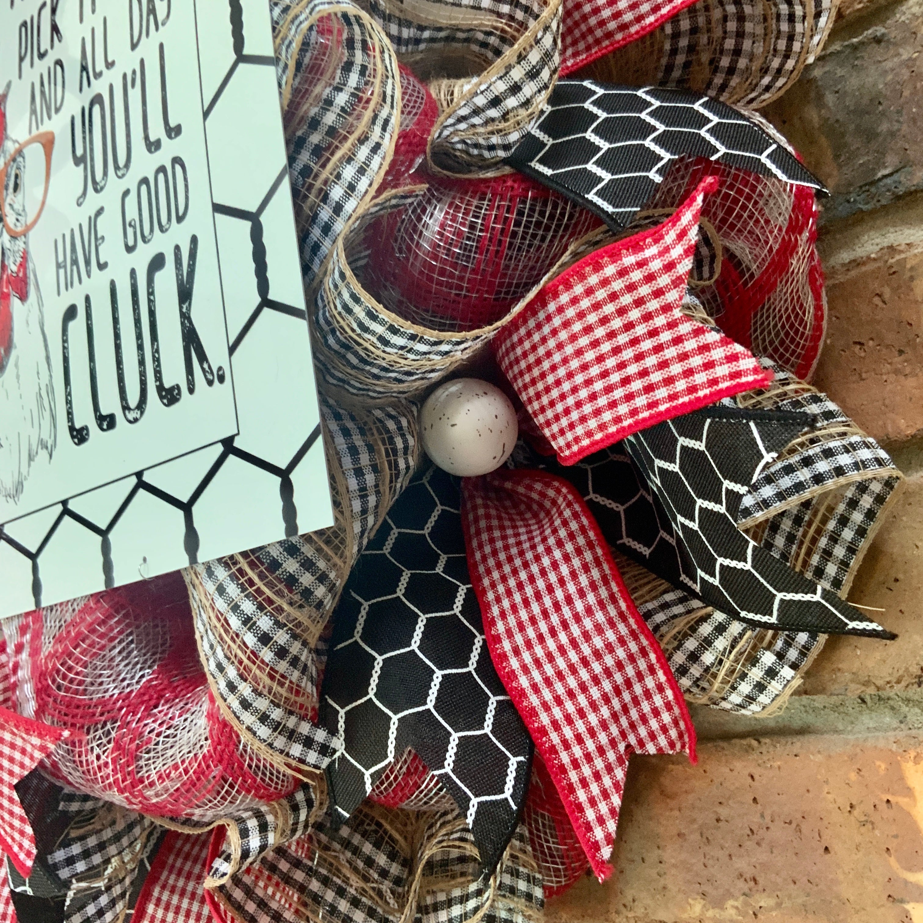 Checkered buy Farmhouse Chicken Wreath