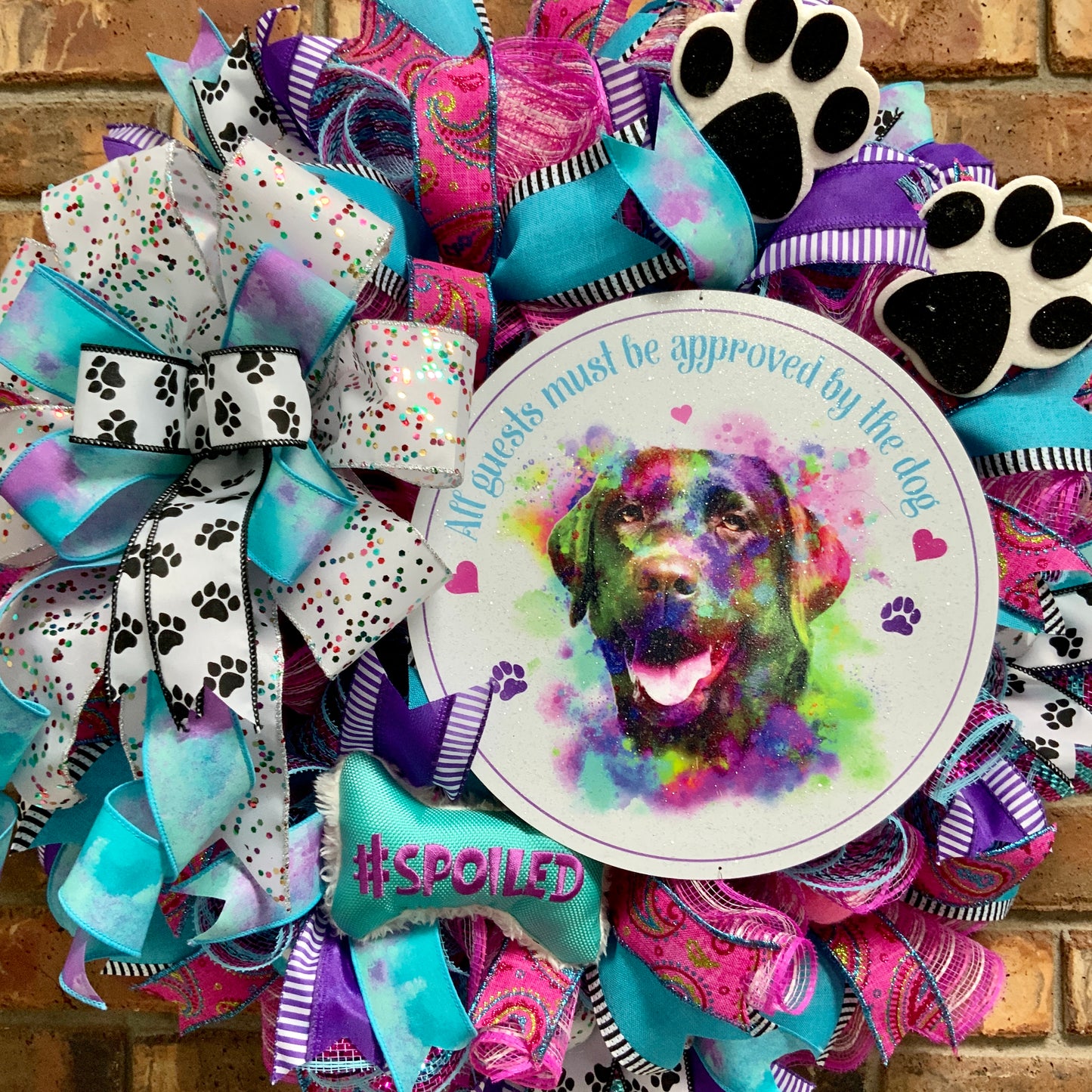 Golden Retriever Wreath, Dog Wreath, Golden Retriever Decor, Dog Decor, Dog Paw Print Wreath, Large Dog Wreath, Spoiled Dog Decor, Dogs Are My Favorite People