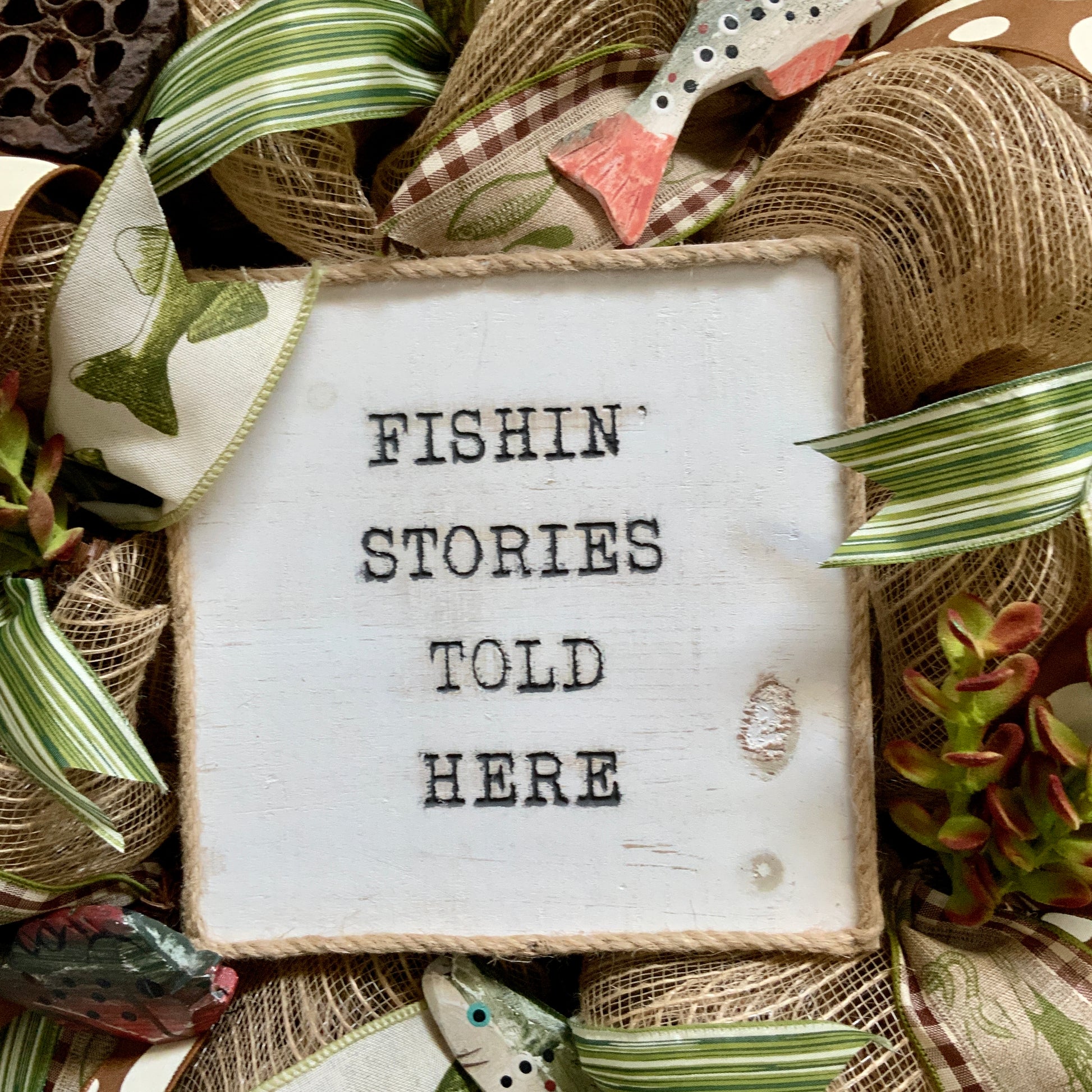 Gone fishing sign wreath sign wreath attachment wreath supplies craft  supplies metal sign wreath