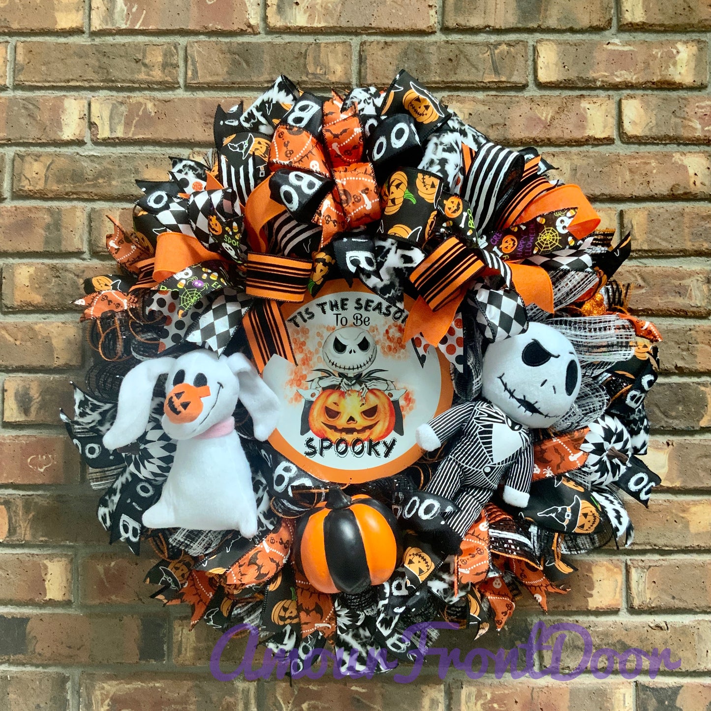 Jack Skellington Wreath, Jack Skellington Door Hanger, Halloween Wreath For Front Door, Halloween Pumpkin Wreath, Jack Skellington Decor