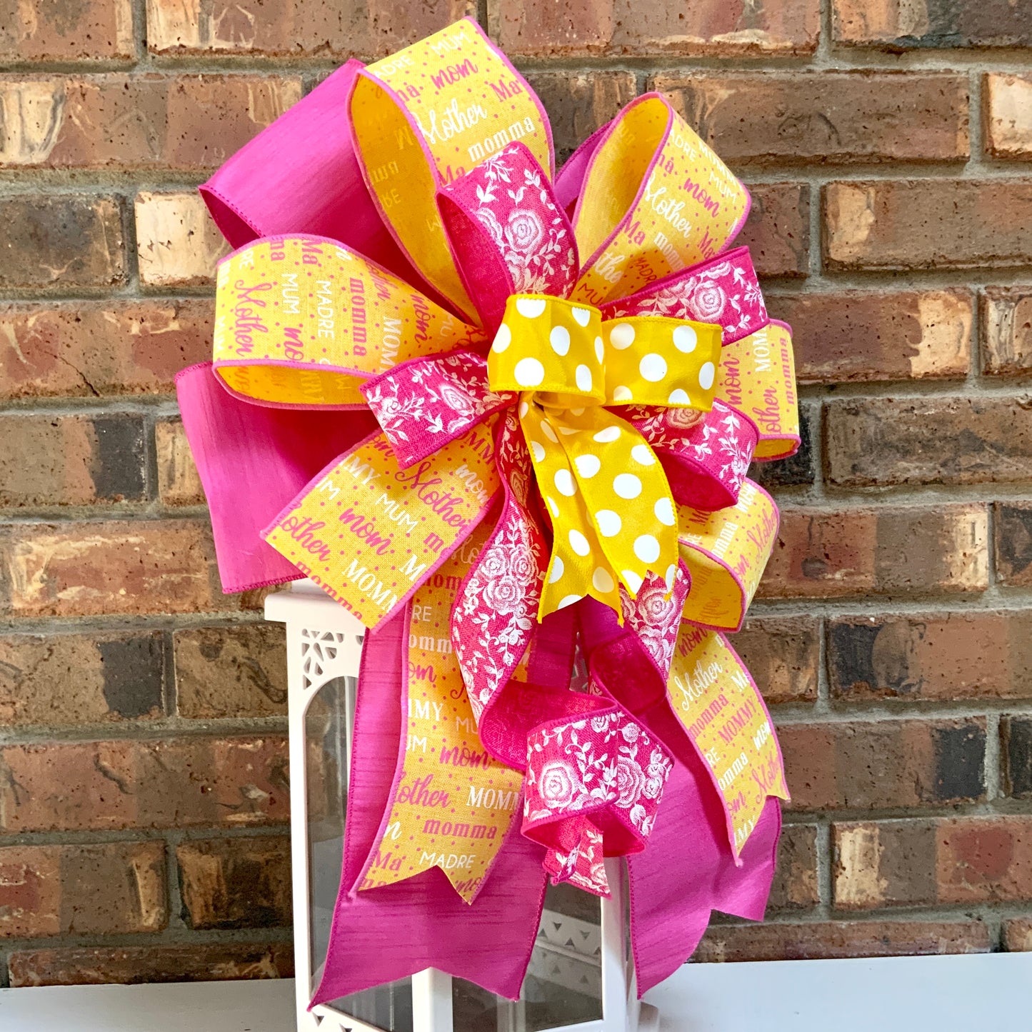 Mother's Day Bow, Mother's Day Decor, Mom Lantern Bow, Mom Mailbox Decor, Mother Birthday Decor, Bow For Wreaths, Sconce Bow