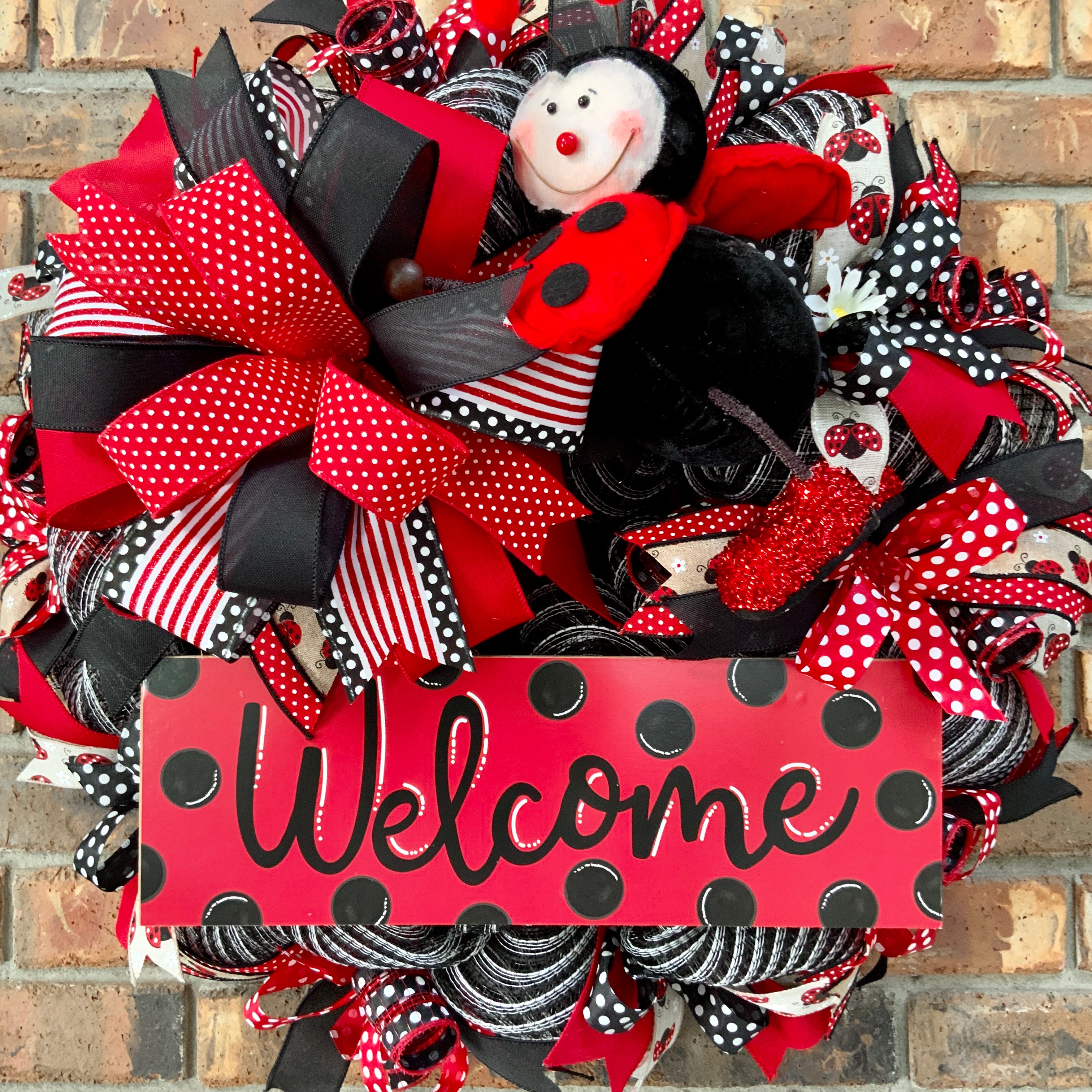 Ladybug wreath. Ladybug lovers. Ladybug gnome wreath.Ladybug top decor. All occasion