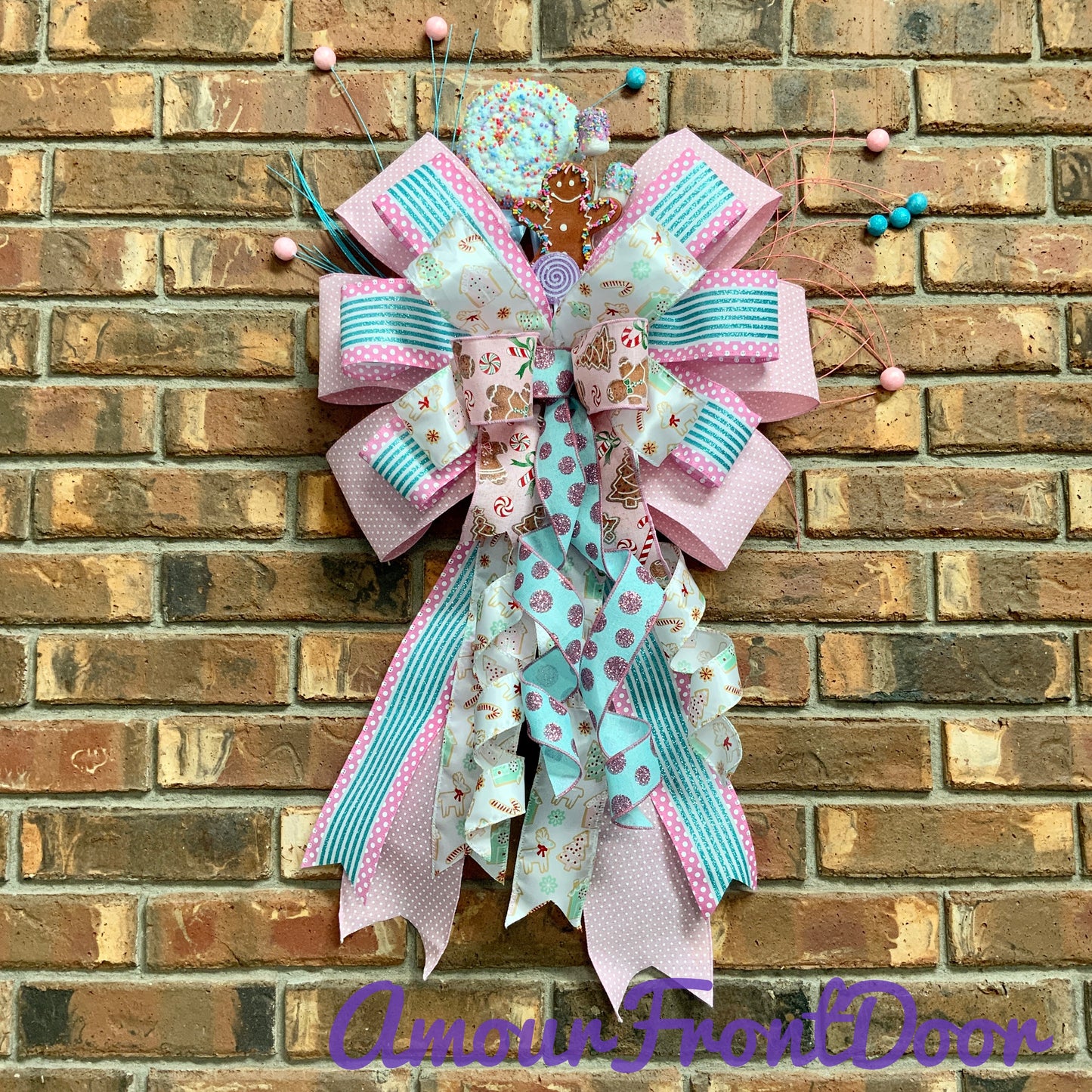 Large Bow Door Hanger, Holiday Bow, Christmas Bow, Candy Bow, Custom Order