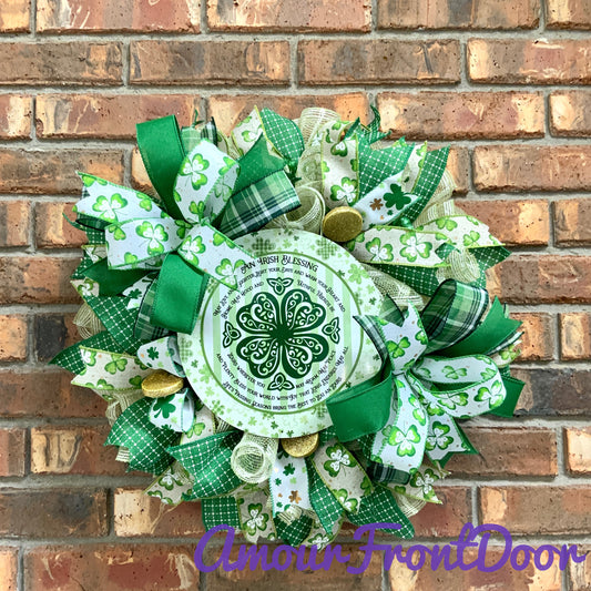 Irish Blessing Wreath, Irish Wreath, Shamrock Wreath, St Patrick Day Wreath, Irish Blessing Decor, St Patrick Day Decor