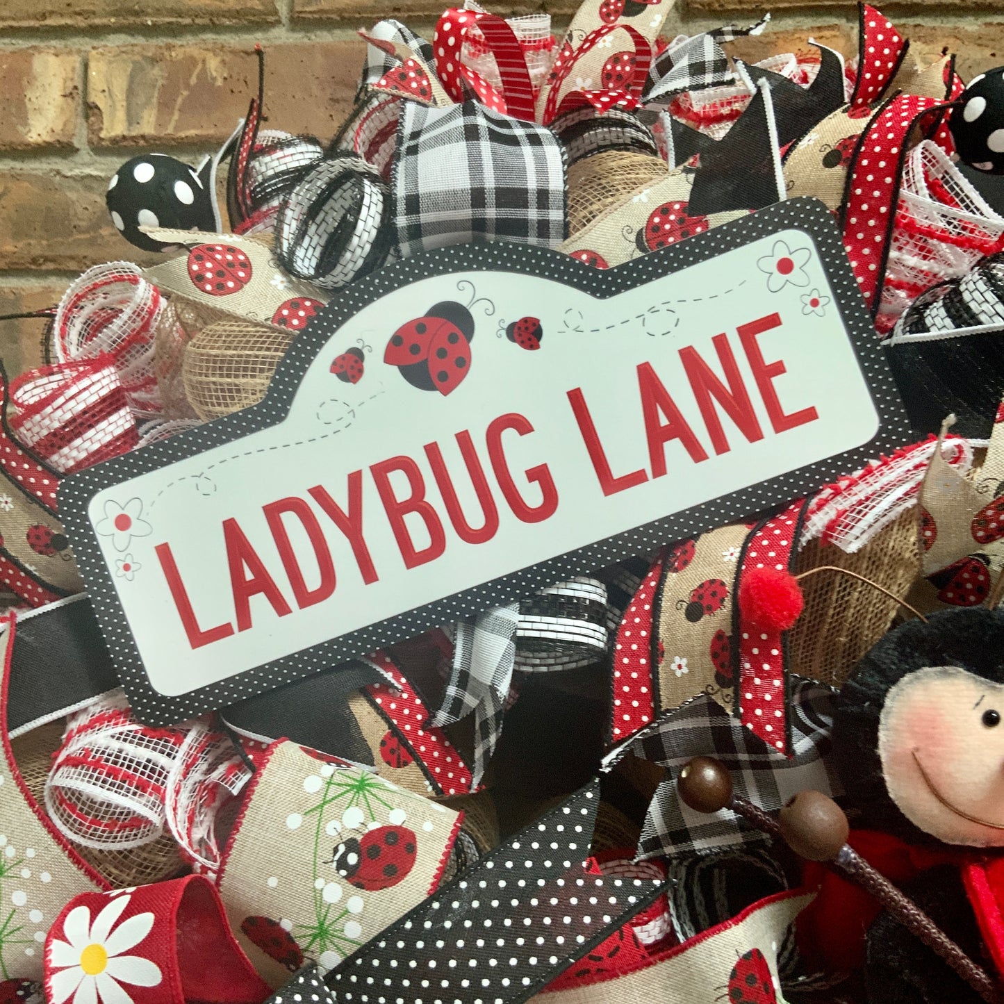 Lady Bug Wreath, LadyBug Lane Wreath For Front Door, Summer LadyBug Wreath, Lady Bug Decor, LadyBug Decor, Large Summer Wreath
