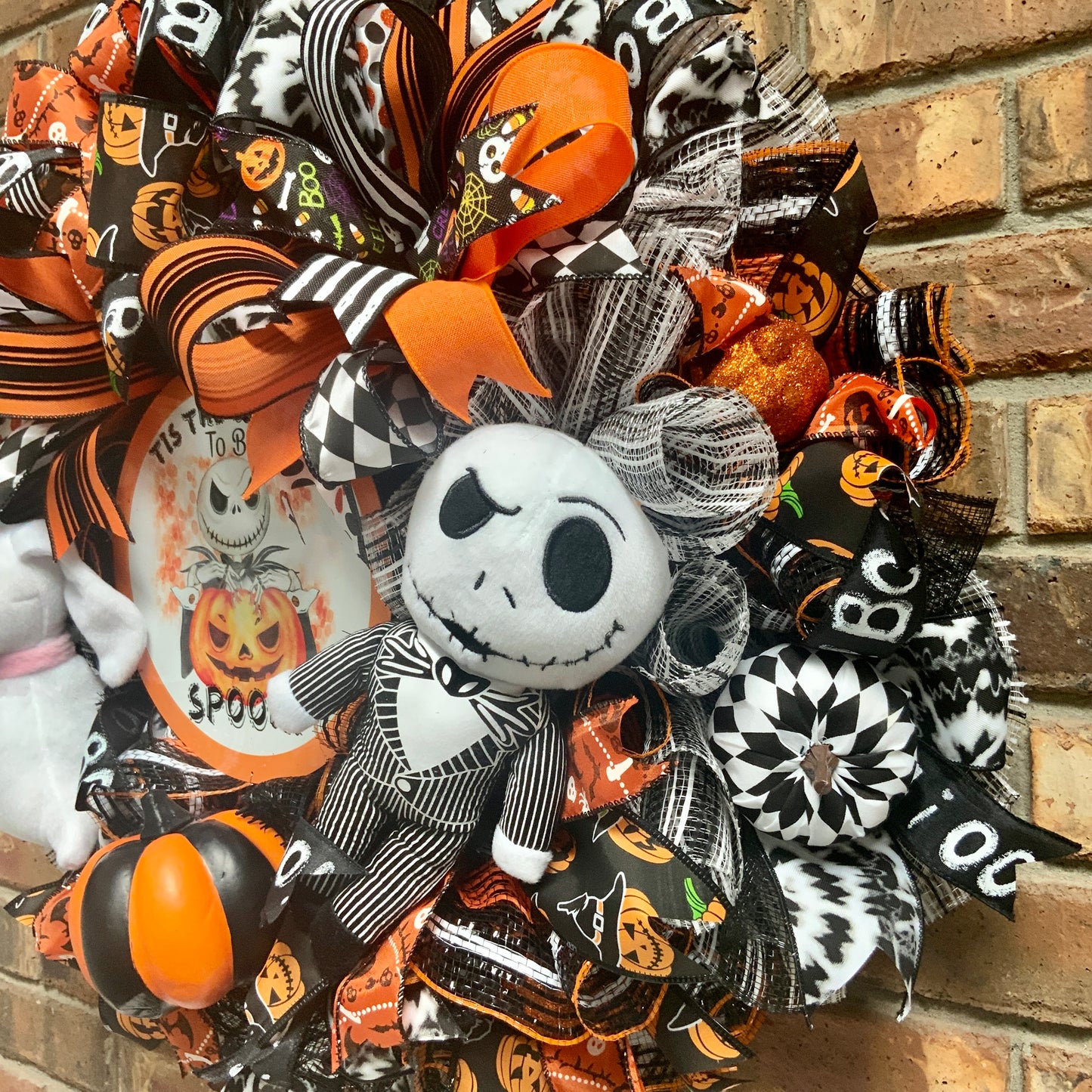 Jack Skellington Wreath, Jack Skellington Door Hanger, Halloween Wreath For Front Door, Halloween Pumpkin Wreath, Jack Skellington Decor