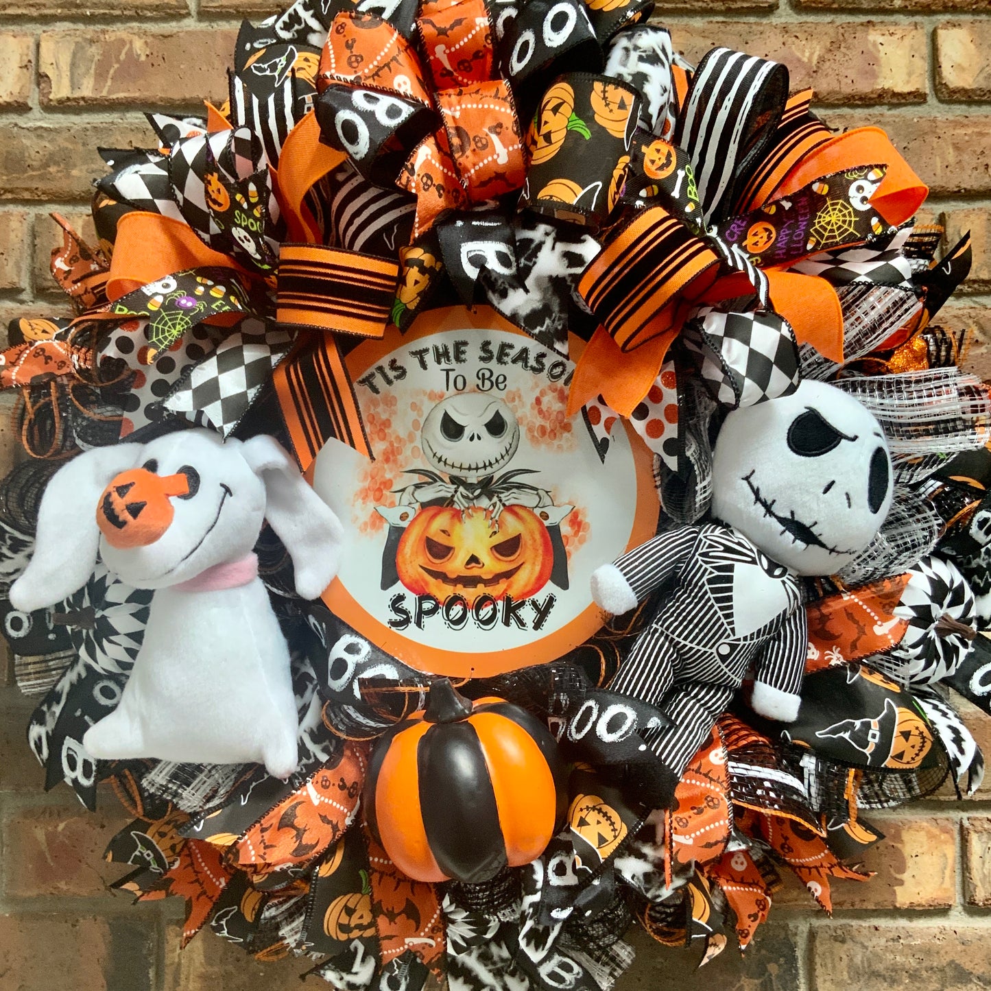 Jack Skellington Wreath, Jack Skellington Door Hanger, Halloween Wreath For Front Door, Halloween Pumpkin Wreath, Jack Skellington Decor