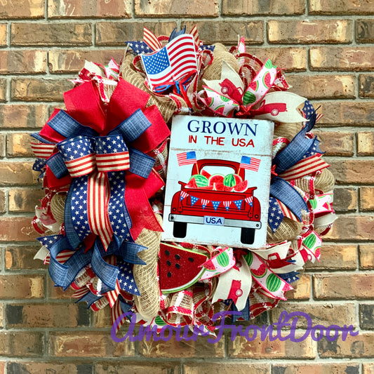 Patriotic Wreath For Front Door, Fourth Of July Wreath, American Wreath, Americana Decor, Patriotic Decor, Memorial Day Wreath