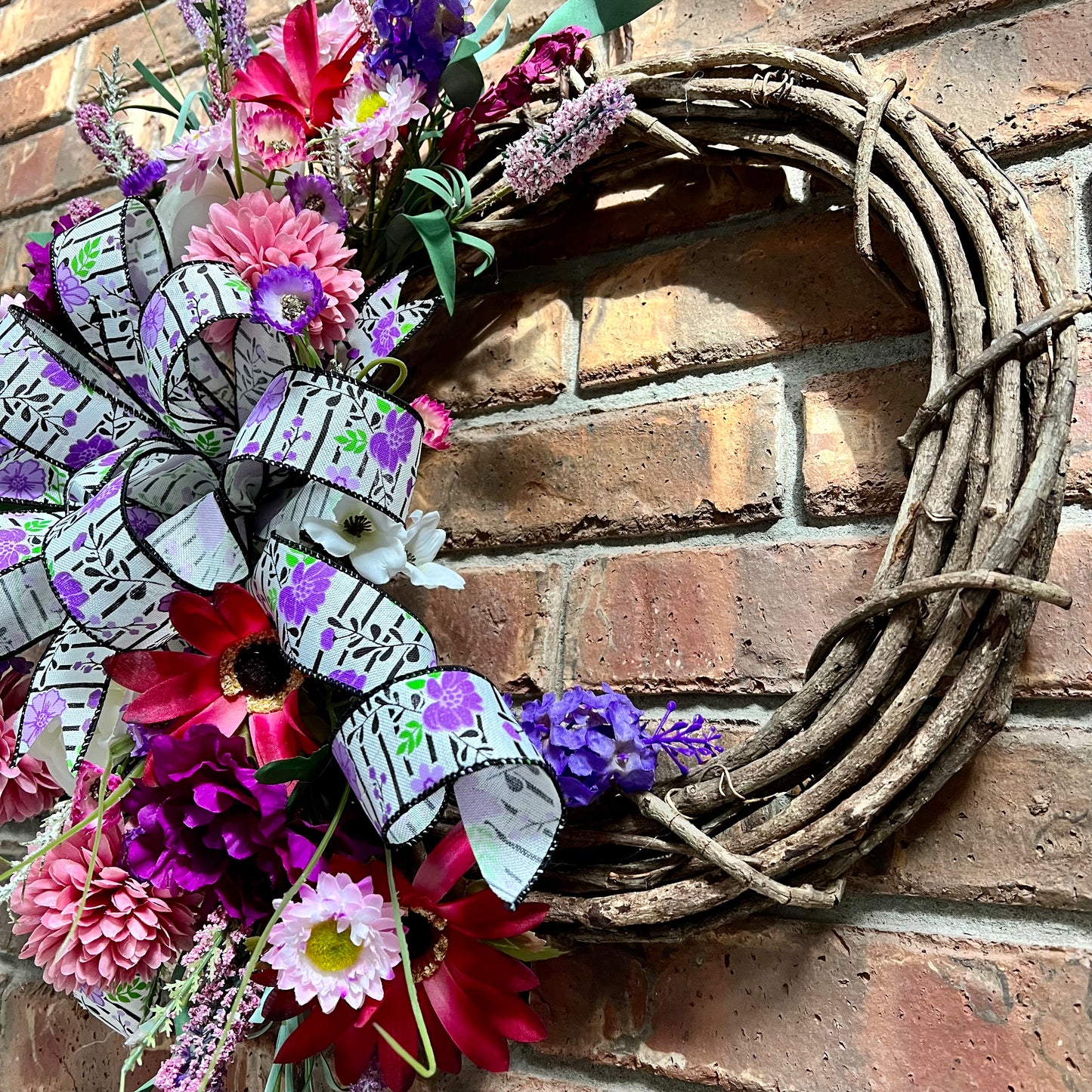 Summer Grapevine Wreath, Summer Floral Wreath, Grapevine Floral Wreath, Custom Order