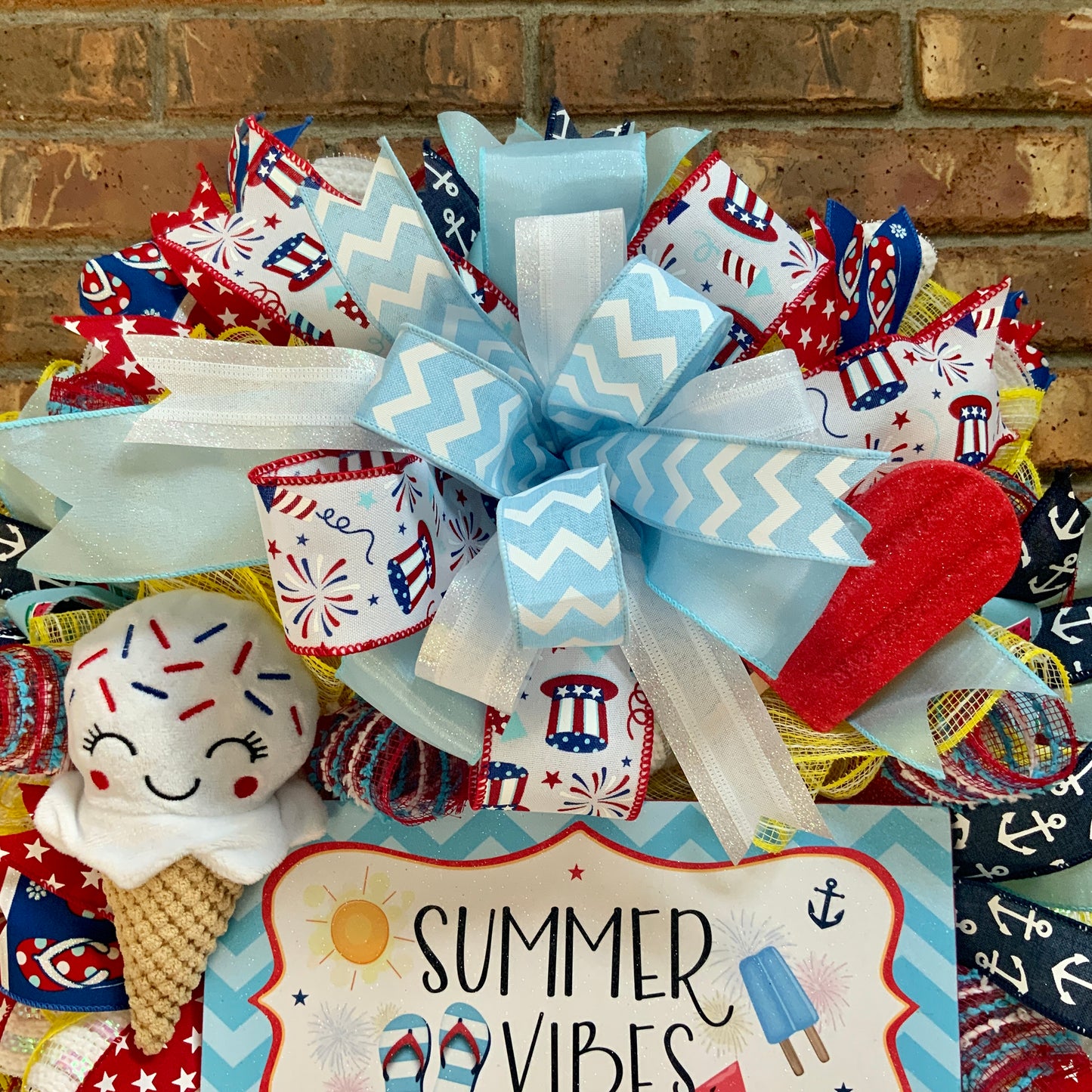 Summer Vibes Decor, Summer Beach Wreath, Patriotic Summer Wreath, Ice Cream Wreath, Summer Flip Flop Wreath