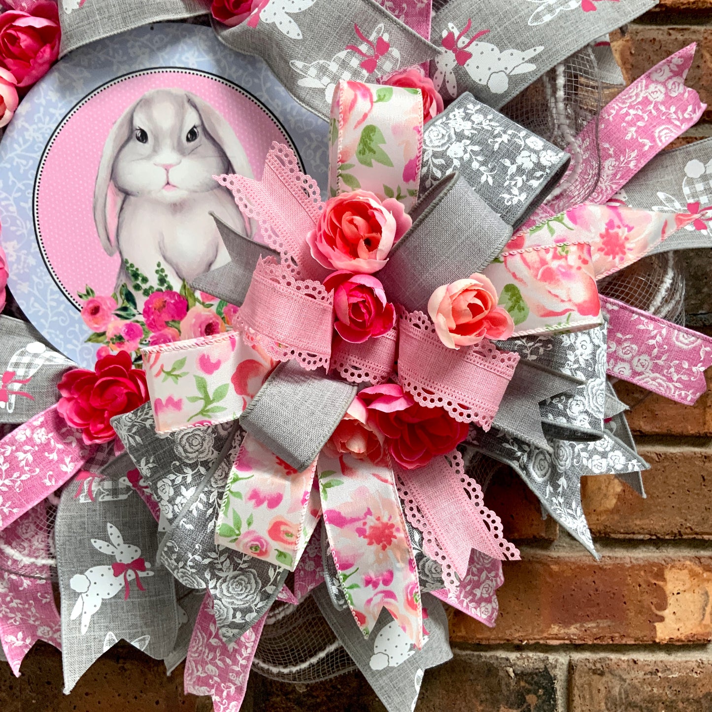 Easter Pancake Wreath, Easter Wreath For Front Door, Easter Rabbit Wreath, Easter Bunny Wreath, Spring Pancake Wreath, Spring Easter Wreath